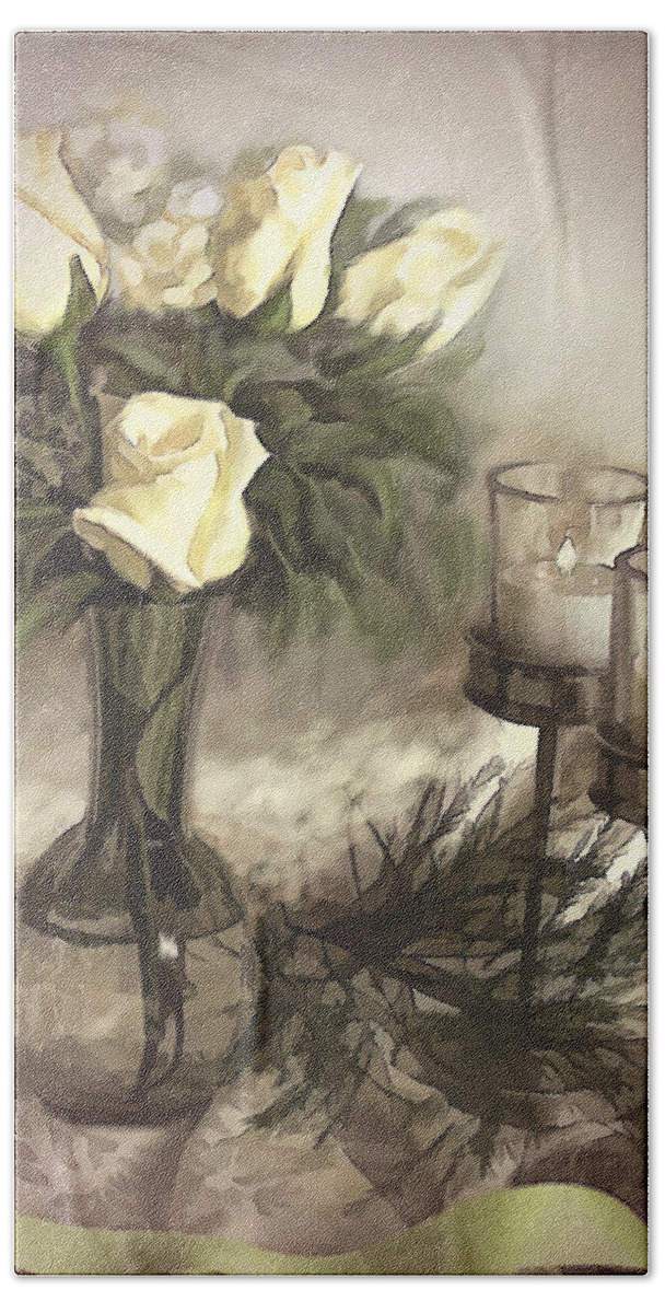 Roses Bath Towel featuring the photograph Roses are Yellow by Bonnie Willis