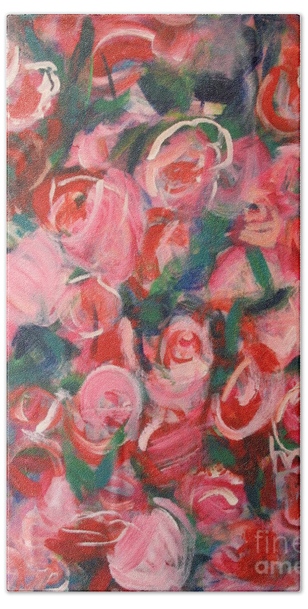 Roses Bath Towel featuring the painting Roses by Fereshteh Stoecklein