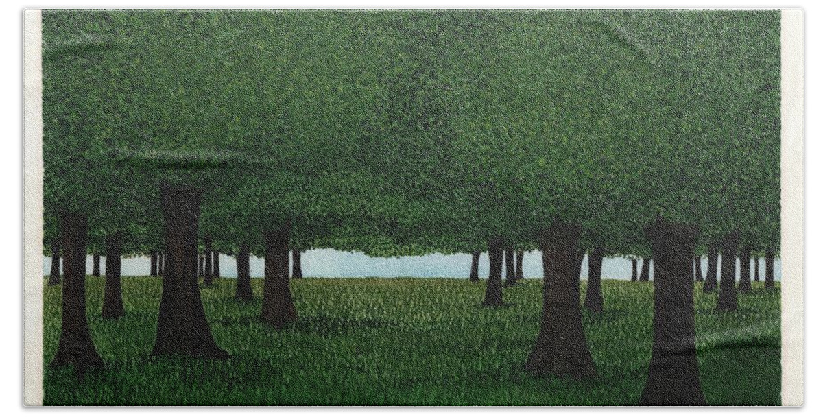 Trees Bath Towel featuring the painting Ross by Hilda Wagner