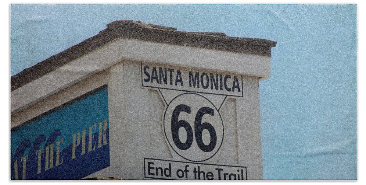 Route 66 Bath Towel featuring the photograph Route 66 - End of the Trail by Kim Hojnacki