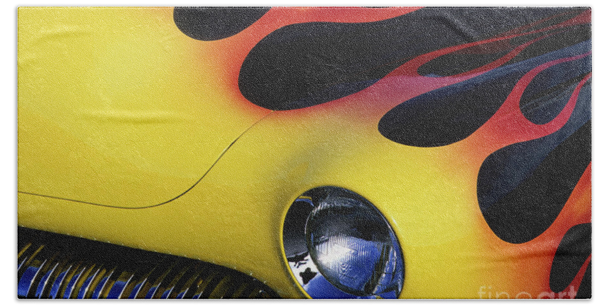 Flames Bath Towel featuring the photograph Route 66 Flaming Rod by Bob Christopher