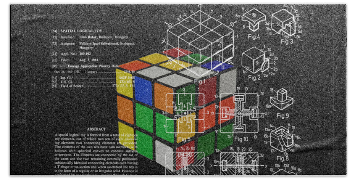 Rubik Hand Towel featuring the photograph Rubik's Cube Patent 3 by Andrew Fare