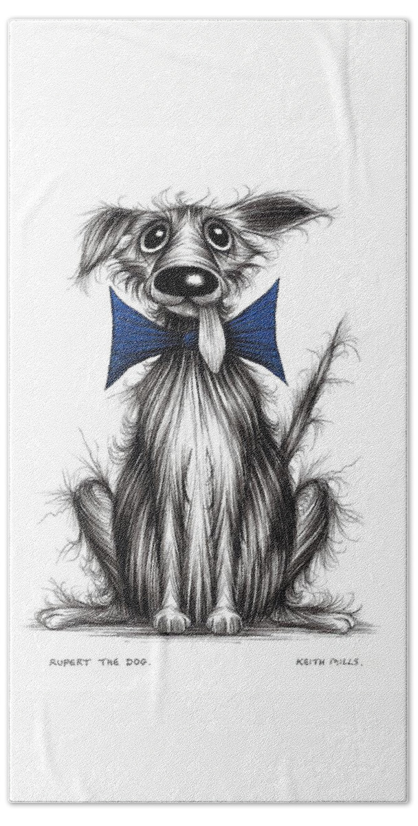 Dogs Tongue Hand Towel featuring the drawing Rupert the dog by Keith Mills