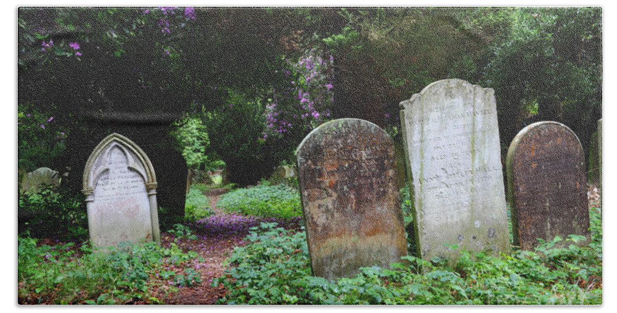Cemetery Bath Towel featuring the photograph Rural Cemetery Pathway by James Brunker