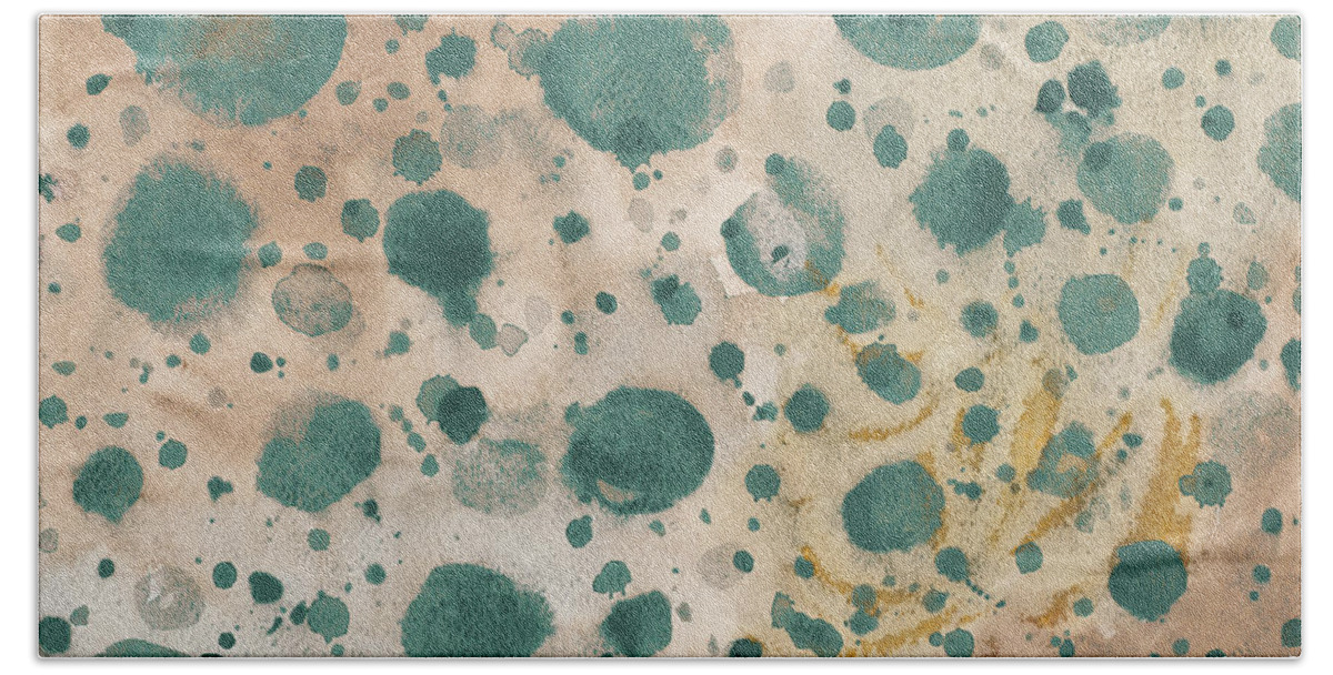 Rustic Bath Towel featuring the digital art Rustic Turquoise Dots by Patricia Pinto