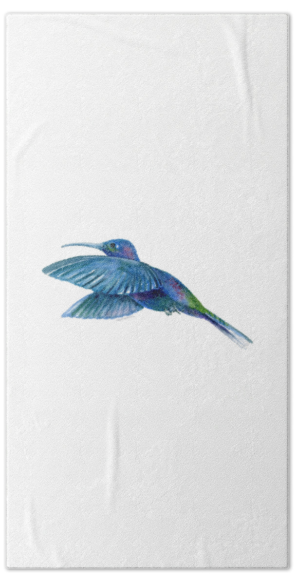 Bird Hand Towel featuring the painting Sabrewing Hummingbird by Amy Kirkpatrick