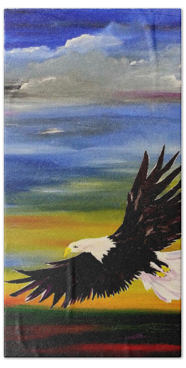 Eagle Paintings Bath Towel featuring the painting Sadie by Cheryl Nancy Ann Gordon