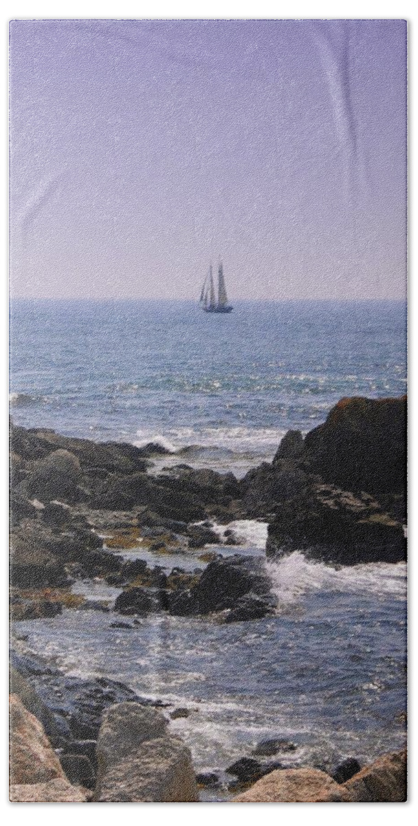 Sailboat Hand Towel featuring the photograph Sailboat - Maine by Photographic Arts And Design Studio