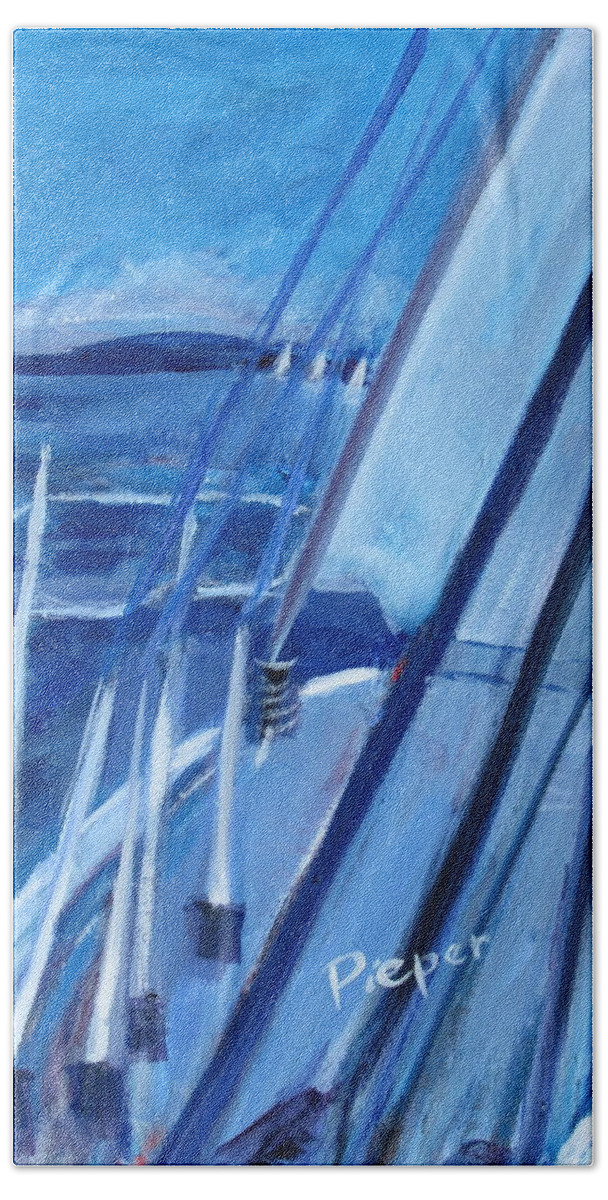 Sea And Sail Bath Towel featuring the painting Sailing by Betty Pieper
