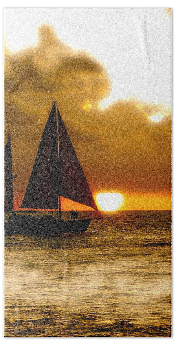Key West Bath Towel featuring the photograph Sailing The Keys by Iconic Images Art Gallery David Pucciarelli
