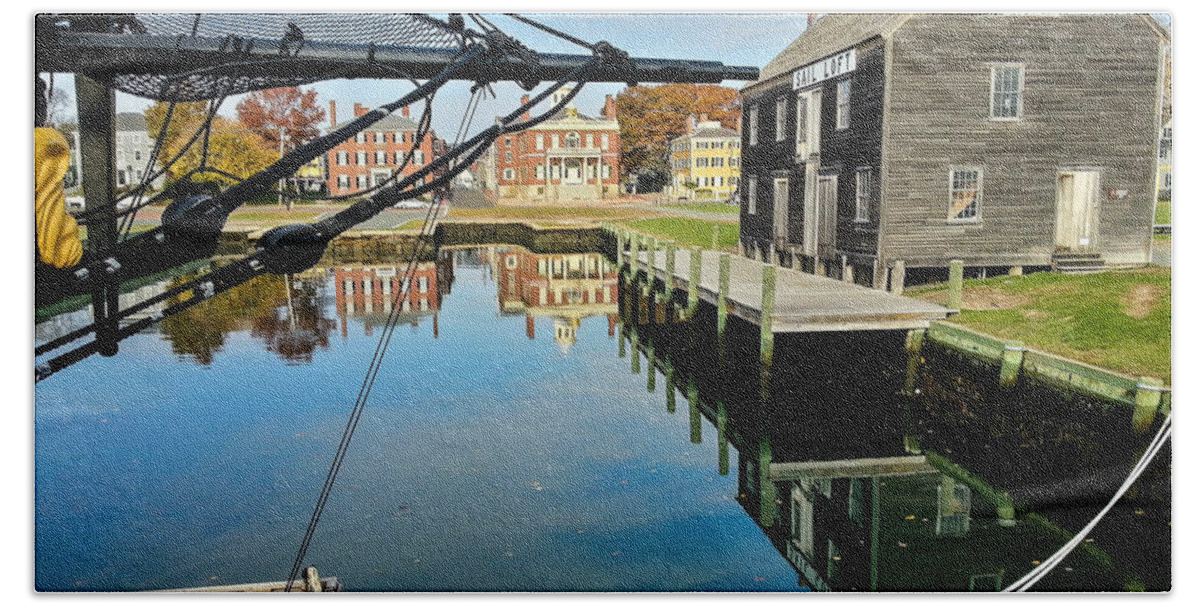 Derby Wharf Hand Towel featuring the photograph Salem maritime historic site by Jeff Folger