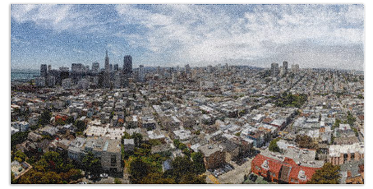 3scape Hand Towel featuring the photograph San Francisco Daytime Panoramic by Adam Romanowicz