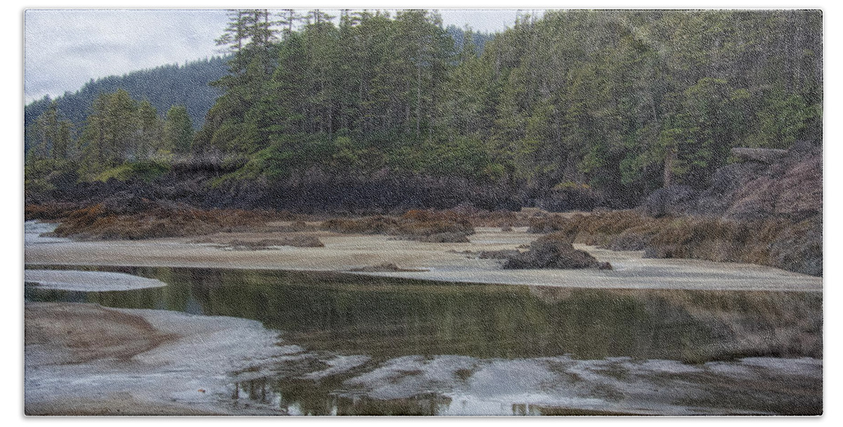 British Columbia Hand Towel featuring the photograph San Josef Bay Reflections by Carrie Cole
