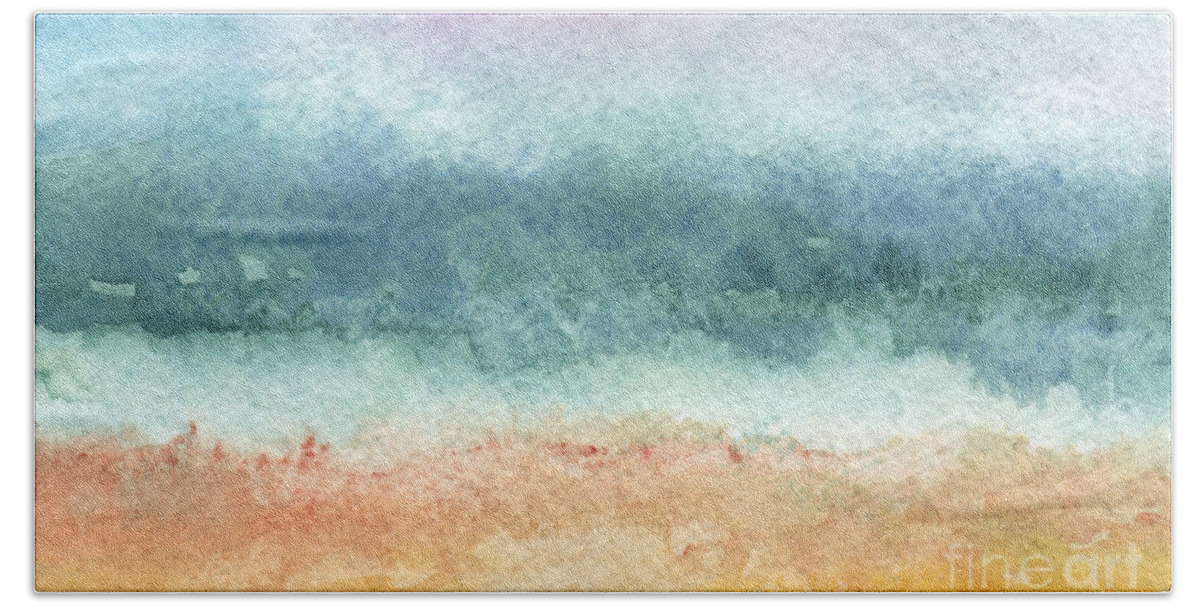 Abstract Bath Towel featuring the painting Sand and Sea by Linda Woods