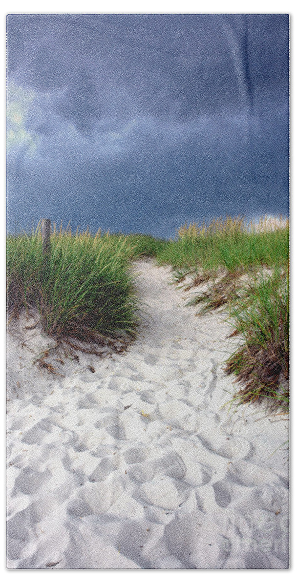 Beach Hand Towel featuring the photograph Sand Dune under Storm by Olivier Le Queinec