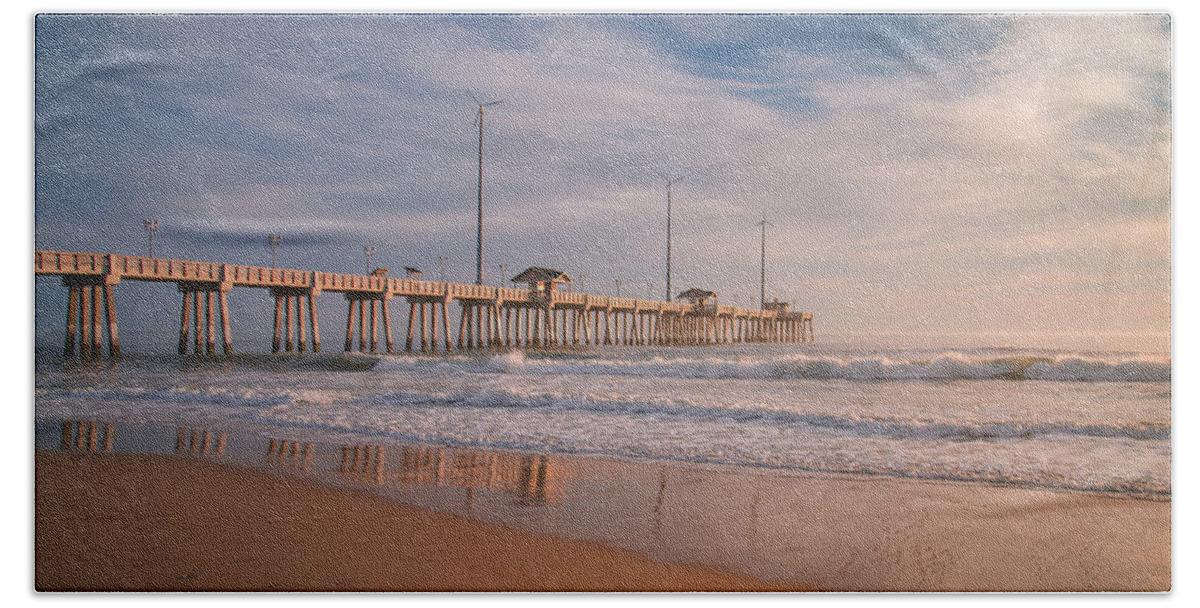 Nags Head Hand Towel featuring the photograph Sand Reflections by Stacy Abbott