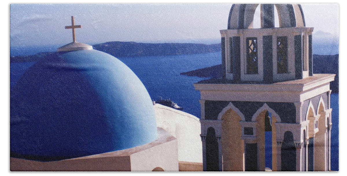 Colette Bath Towel featuring the photograph Santorini Island Church Greece by Colette V Hera Guggenheim