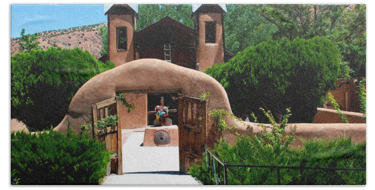 Santa Fe Bath Towel featuring the photograph Santuario de Chimayo by Dany Lison