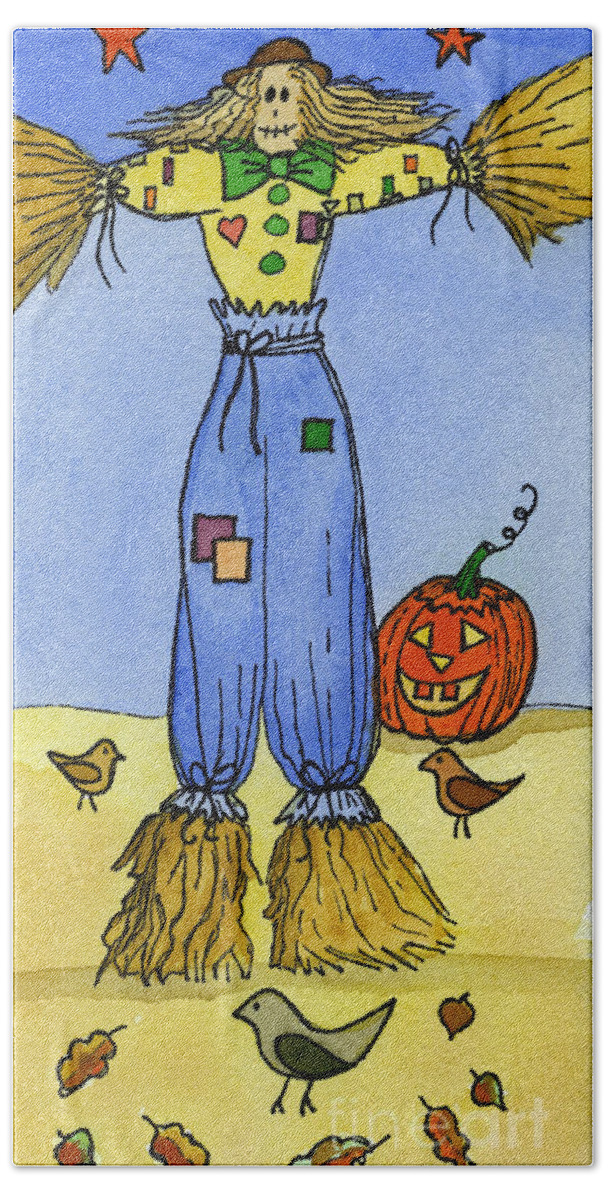 Scarecrow Hand Towel featuring the painting Scarecrow by Norma Appleton