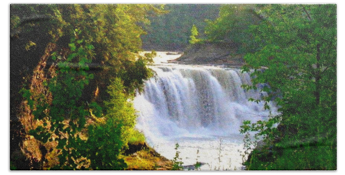 Falls Bath Towel featuring the photograph Scenic Falls by Rhonda Barrett