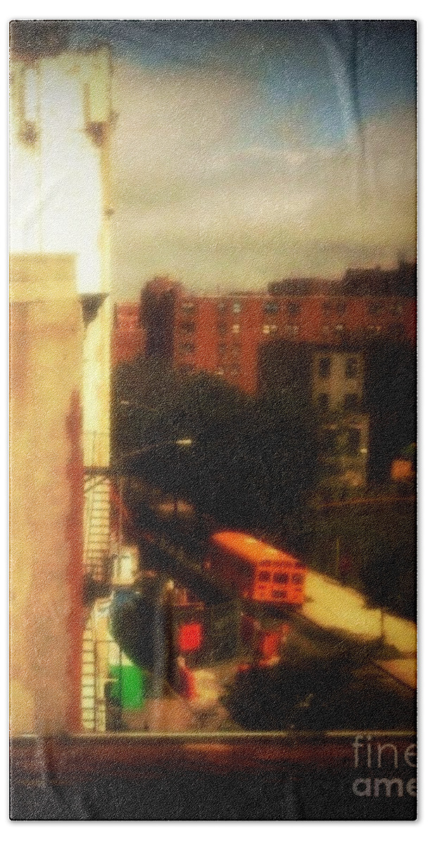 The Bronx Bath Towel featuring the photograph School Bus - New York City Street Scene by Miriam Danar