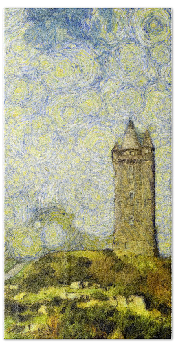 Scrabo Bath Towel featuring the photograph Starry Scrabo Tower by Nigel R Bell