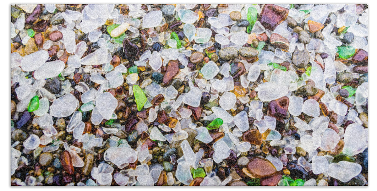 Sea Glass Bath Towel featuring the photograph Sea Glass Treasures At Glass Beach by Priya Ghose