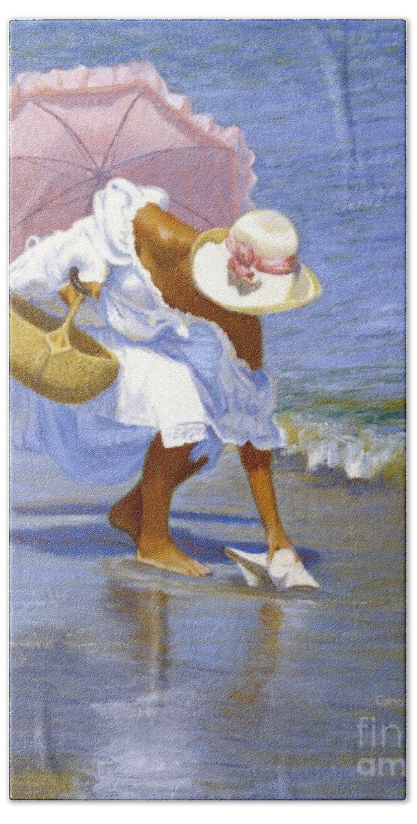 Fair Woman Hand Towel featuring the painting Sea Shell Pink by Candace Lovely