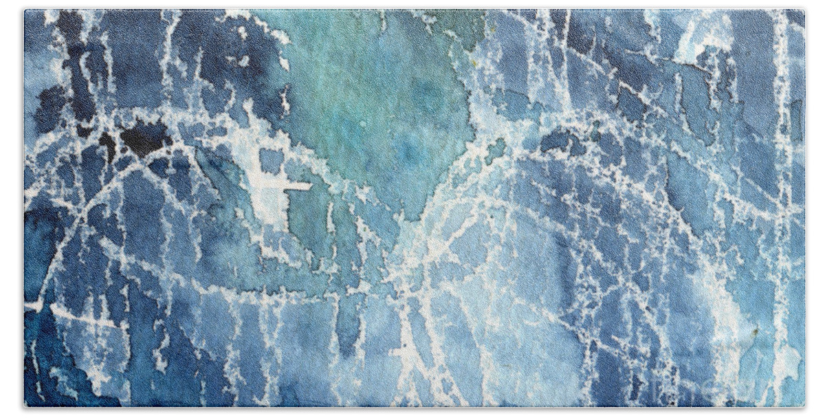 Abstract Painting Bath Towel featuring the painting Sea Spray by Linda Woods