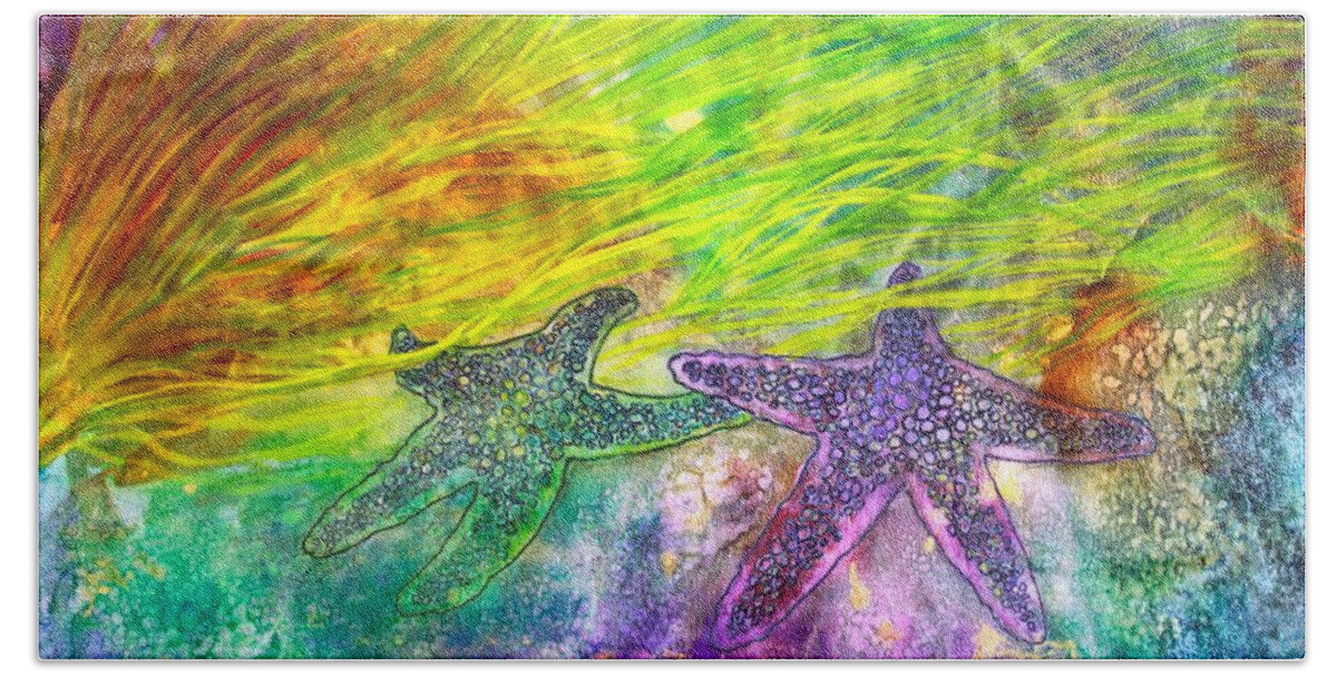 Starfish Painting Hand Towel featuring the painting Sea Stars by Janet Immordino