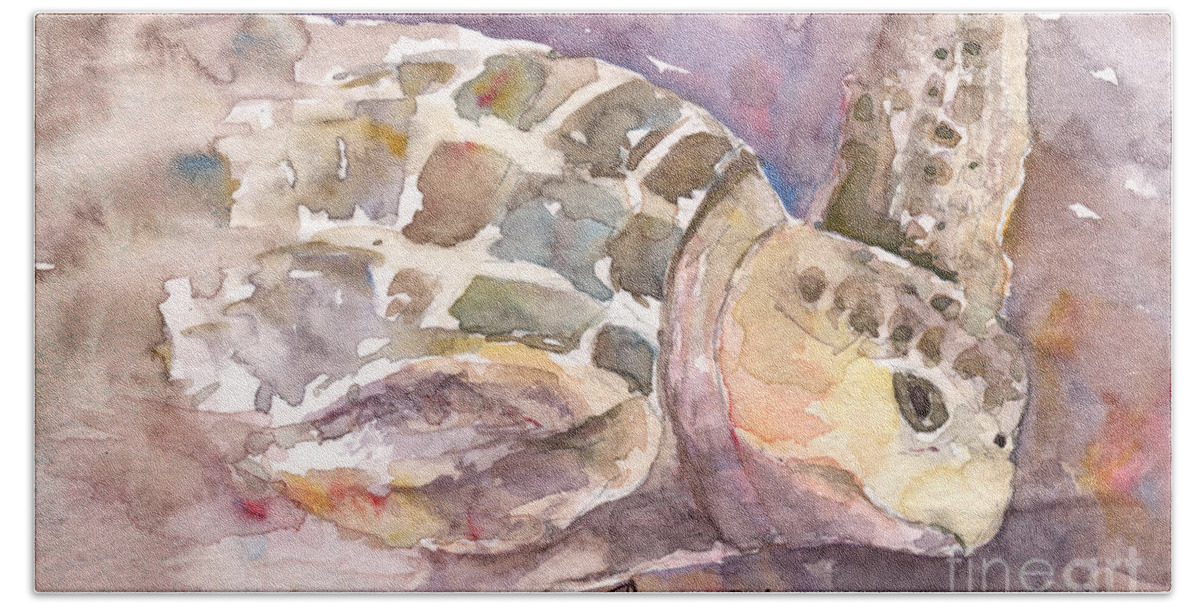 Sea Turtle Bath Sheet featuring the painting Sea Turtle #3 by Claudia Hafner