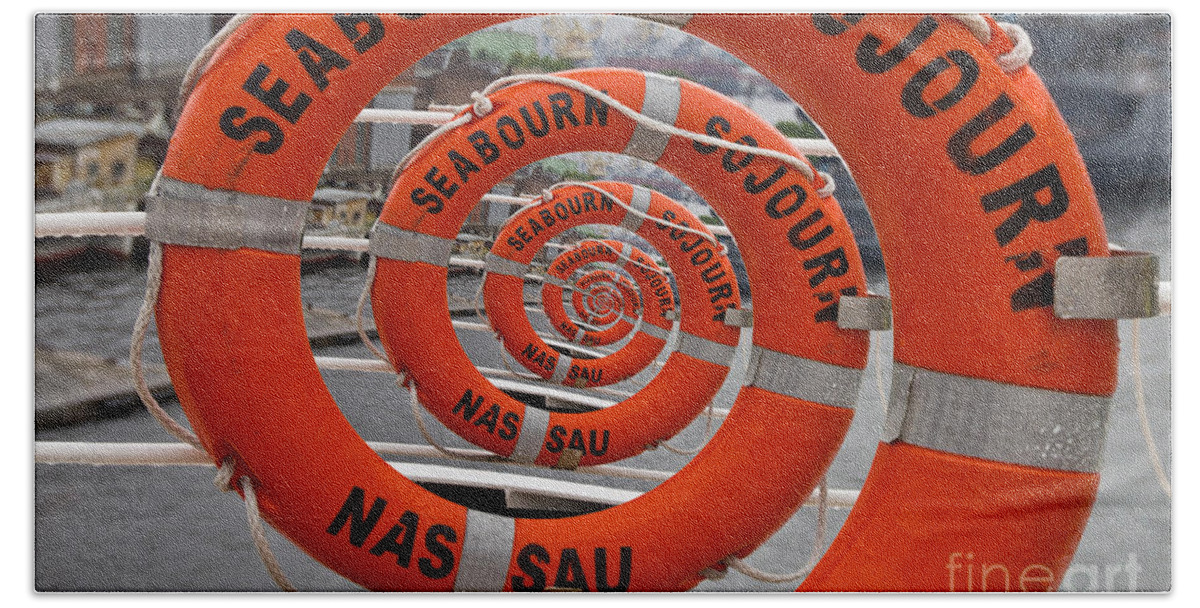Clare Bambers Bath Towel featuring the photograph Seabourn Sojourn Spiral. by Clare Bambers