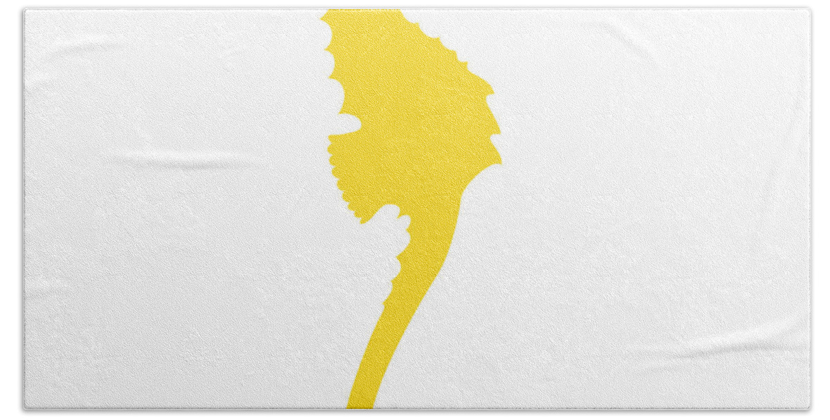Graphic Art Bath Towel featuring the digital art Seahorse in Golden and White by Jackie Farnsworth