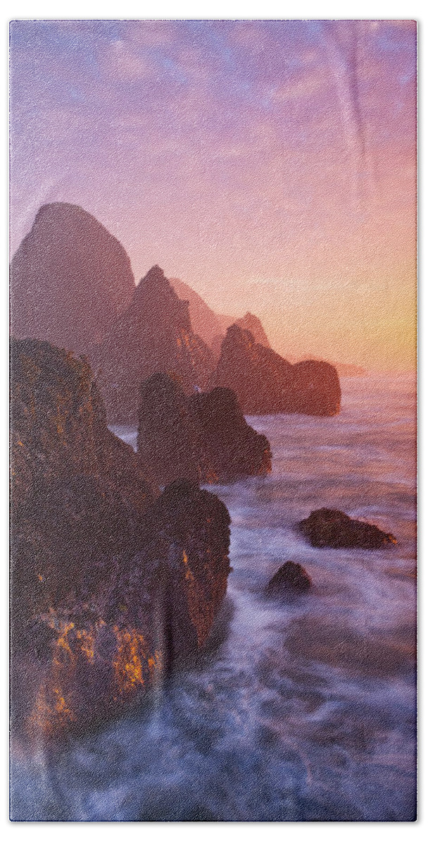 Brookings Hand Towel featuring the photograph Seal Rock Sunset by Darren White