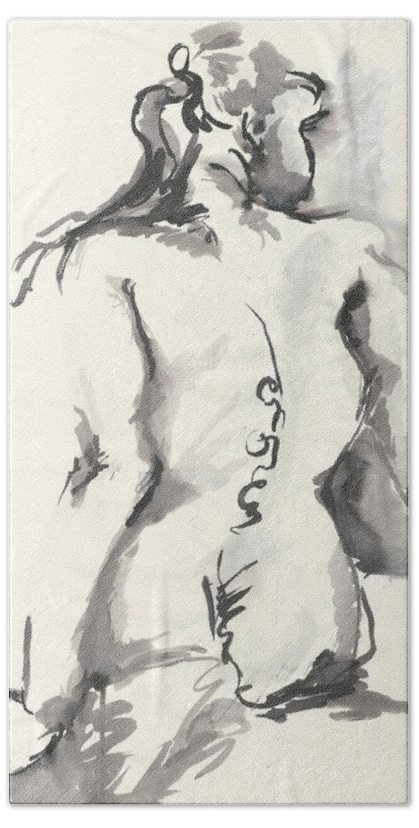 Seated Nude Bath Towel featuring the painting Seated Nude by Melinda Dare Benfield