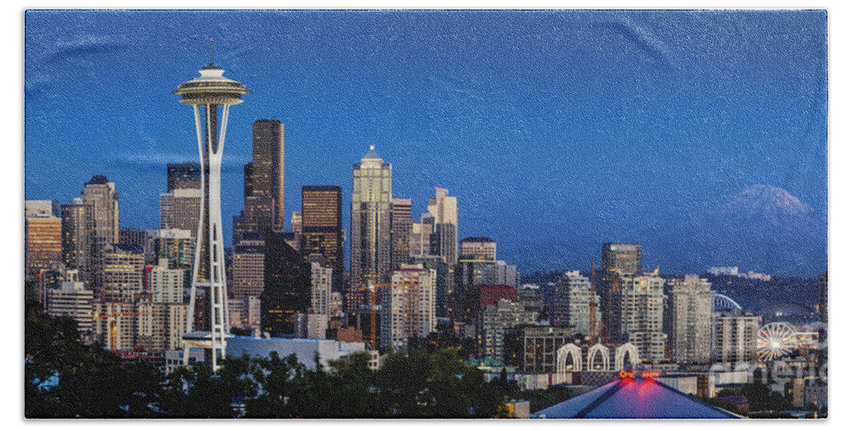 Seattle Hand Towel featuring the photograph Seattle Skyline Panoramic by Brian Jannsen