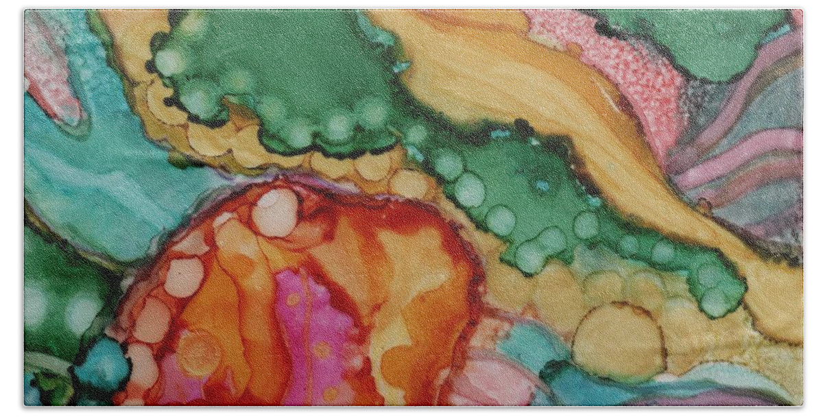 Abstract Bath Towel featuring the painting Second Place by Joan Clear