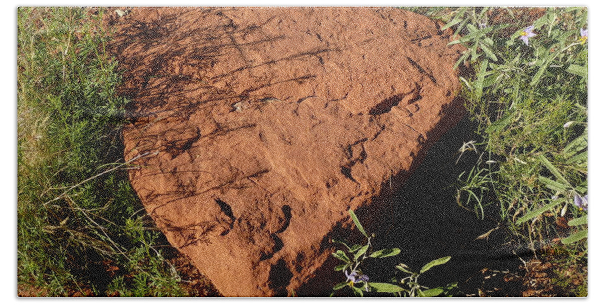 Sedona Hand Towel featuring the photograph Sedona Heart Rock by Mars Besso