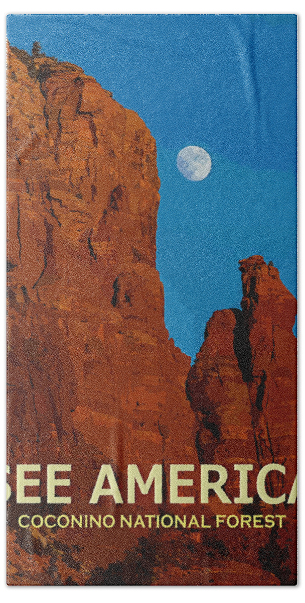 Poster Bath Towel featuring the digital art See America - Coconino National Forest by Ed Gleichman