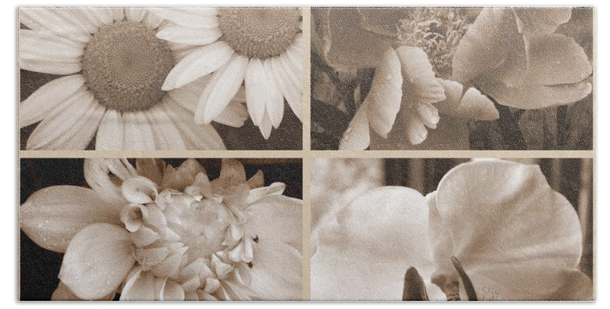 Daisy Bath Towel featuring the photograph Sepia Beauties by Eunice Miller