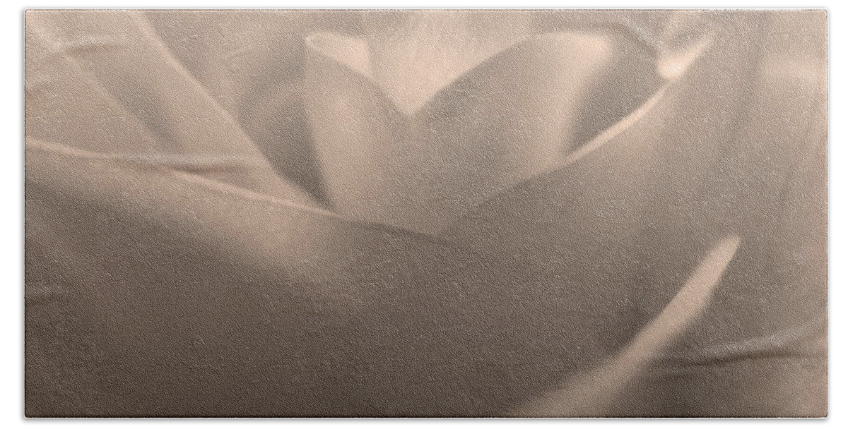 Nature Hand Towel featuring the photograph Sepia Macro Rose Pedals by Joseph Hedaya