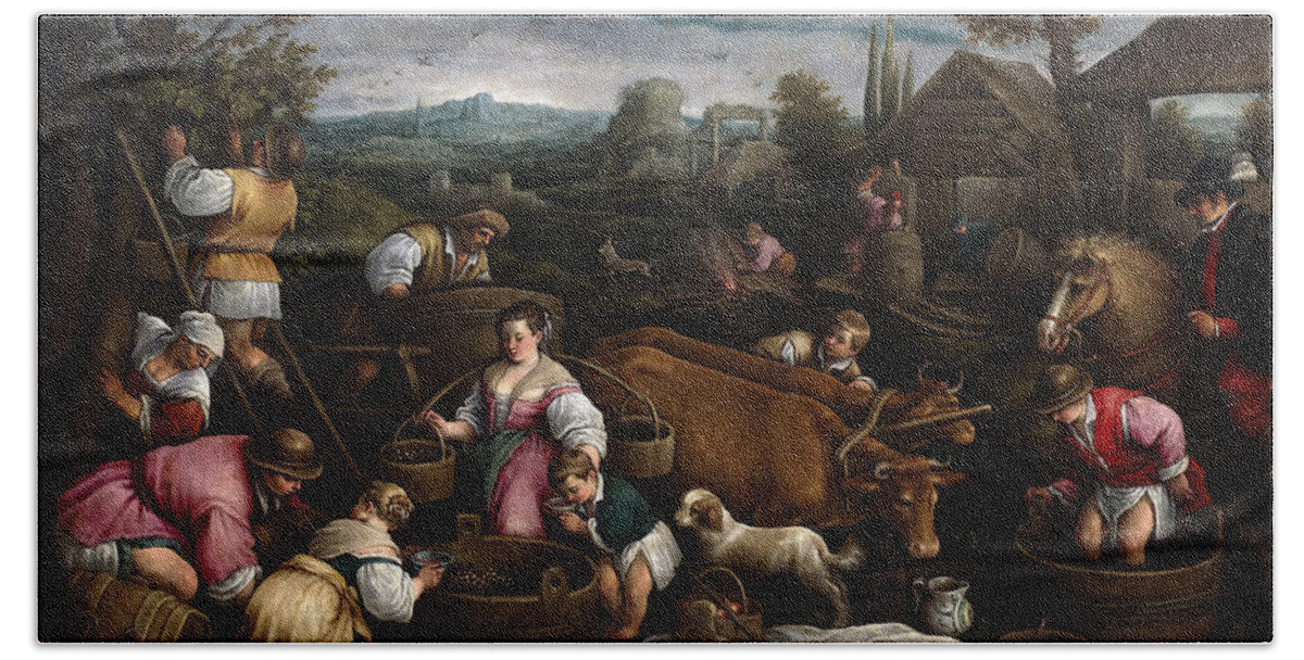 Francesco Bassano Bath Sheet featuring the painting September. Libra by Francesco Bassano