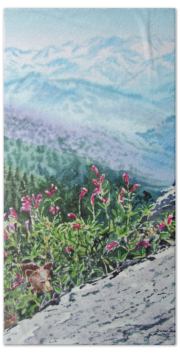 Sequoia Hand Towel featuring the painting Sequoia National Park by Irina Sztukowski