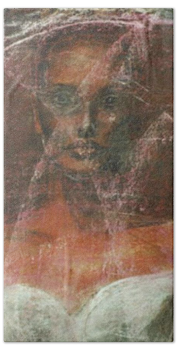 Portrait Art Hand Towel featuring the painting Serious Bride Mirage by Jarmo Korhonen aka Jarko