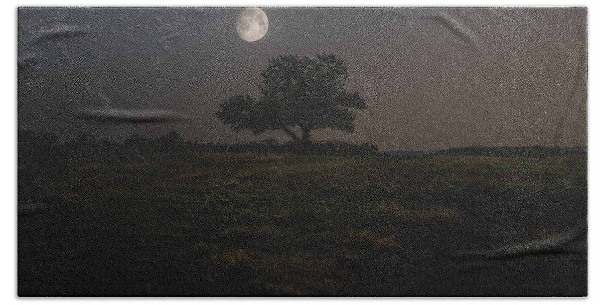 Setting Bath Towel featuring the photograph Setting Moon by Aaron J Groen