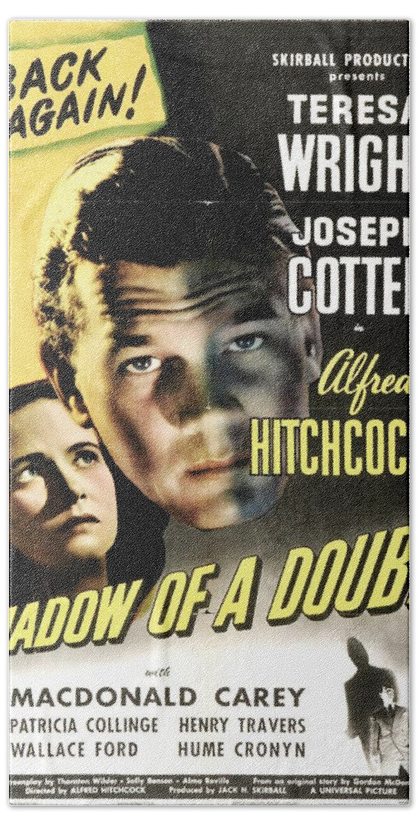Movie Poster Bath Towel featuring the photograph Shadow of a Doubt - 1943 by Georgia Clare