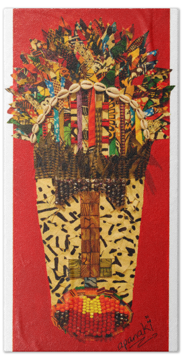 Tribal Mask Hand Towel featuring the tapestry - textile Shaka Zulu by Apanaki Temitayo M