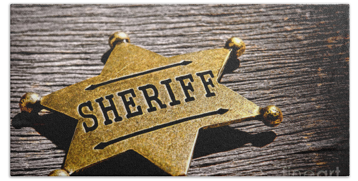 Sheriff Bath Towel featuring the photograph Sheriff Badge by Olivier Le Queinec