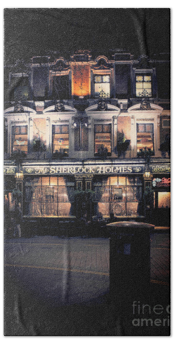 Sherlock Holmes Bath Towel featuring the photograph Sherlock Holmes pub by Jasna Buncic
