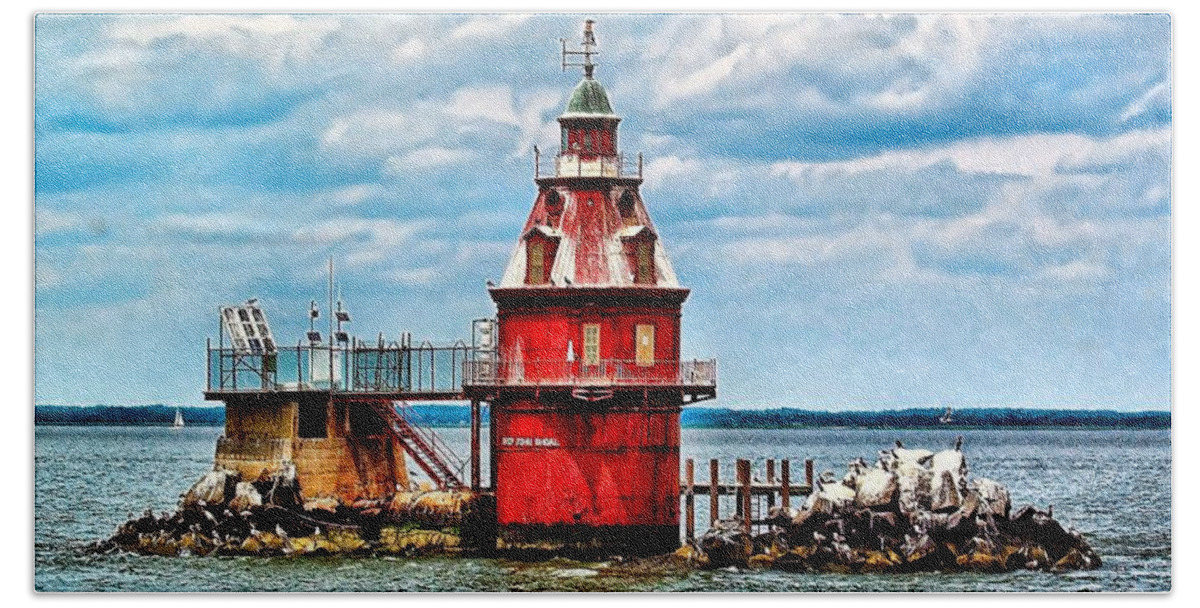 Lighthouse Hand Towel featuring the photograph Ship John Shoal light by Nick Zelinsky Jr